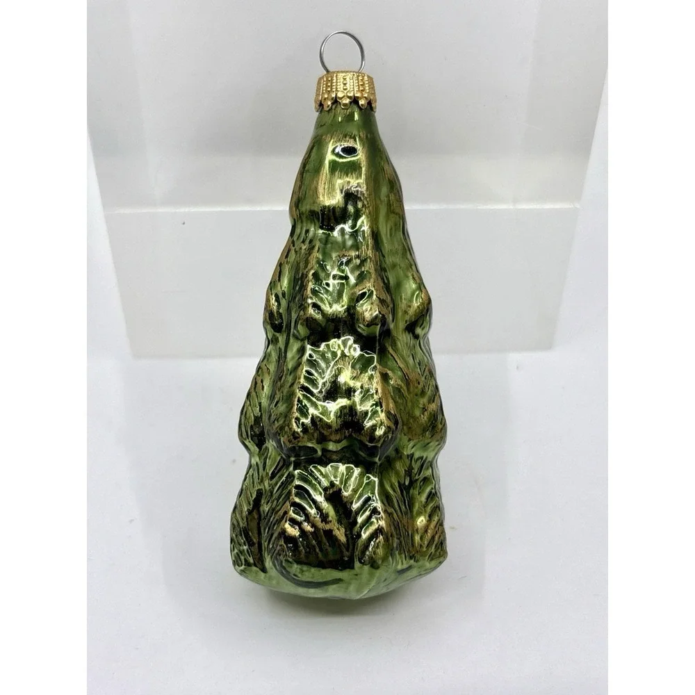Vtg Hand Blown Fir Tree Glass Christmas Tree Ornament